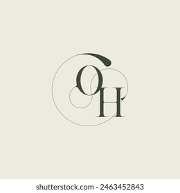 beautifull monogram initial elegant line concept OH feminine wedding style letter