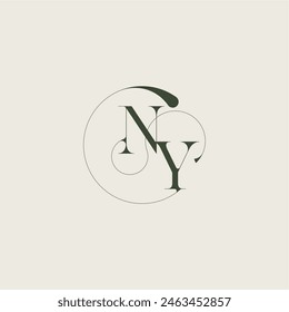 beautifull monogram initial elegant line concept NY feminine wedding style letter