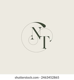 beautifull monogram initial elegant line concept NT feminine wedding style letter