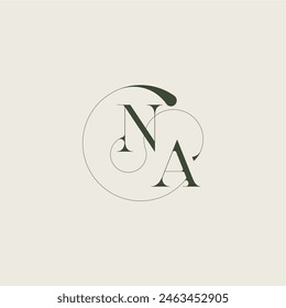 beautifull monogram initial elegant line concept NA feminine wedding style letter