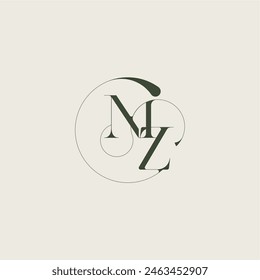 beautifull monogram initial elegant line concept MZ feminine wedding style letter