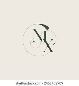 beautifull monogram initial elegant line concept MX feminine wedding style letter