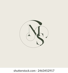 beautifull monogram initial elegant line concept MS feminine wedding style letter