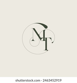 beautifull monogram initial elegant line concept MT feminine wedding style letter