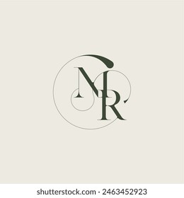 beautifull monogram initial elegant line concept MR feminine wedding style letter