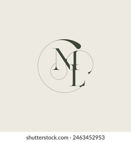 beautifull monogram initial elegant line concept ML feminine wedding style letter