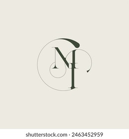 beautifull monogram initial elegant line concept MI feminine wedding style letter