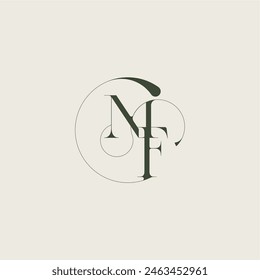 beautifull monogram initial elegant line concept MF feminine wedding style letter