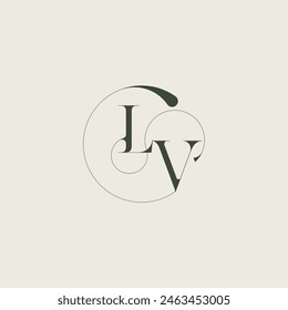 beautifull monogram initial elegant line concept LV feminine wedding style letter