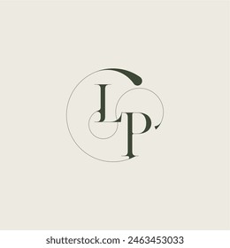 beautifull monogram initial elegant line concept LP feminine wedding style letter