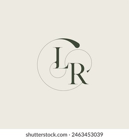 beautifull monogram initial elegant line concept LR feminine wedding style letter