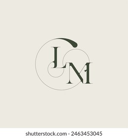 beautifull monogram initial elegant line concept LM feminine wedding style letter