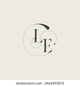 beautifull monogram initial elegant line concept LE feminine wedding style letter