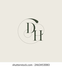 beautifull monogram initial elegant line concept DH feminine wedding style letter