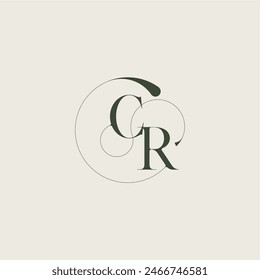 beautifull monogram initial elegant line concept CR feminine wedding style letter