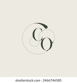 beautifull monogram initial elegant line concept CO feminine wedding style letter