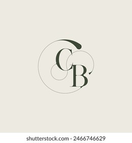 beautifull monogram initial elegant line concept CB feminine wedding style letter