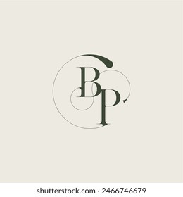 beautifull monogram initial elegant line concept BP feminine wedding style letter