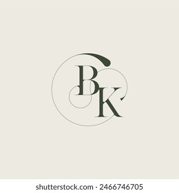 beautifull monogram initial elegant line concept BK feminine wedding style letter