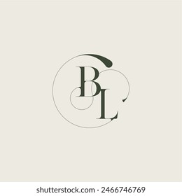 beautifull monogram initial elegant line concept BL feminine wedding style letter