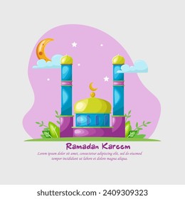 Beautifull mosque with mosque and moon