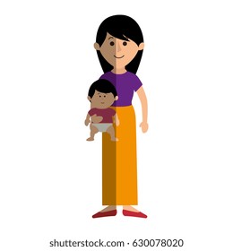 beautifull mother with baby avatar character