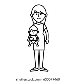 beautifull mother with baby avatar character
