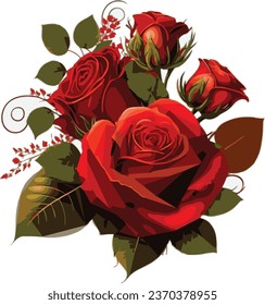 Beautifull The Nature Red Rose Flower With Green