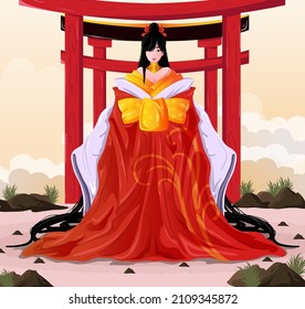 beautifull priestess vector illustration