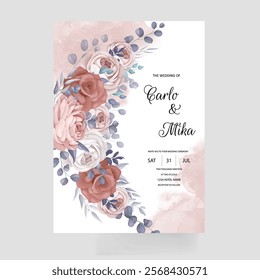 Beautifull red floral wedding invitation card. Illustrator and designer. Wedding Invites, save the date, Birthday Invites, Video Invites, E-Cards.