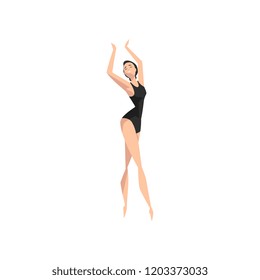 Beautifull slim ballerina dancing, professional ballet dancer vector Illustration on a white background