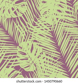 Beautifull tropical leaves branch  seamless pattern design. Tropical leaves, monstera leaf seamless floral pattern background. Trendy brazilian illustration. Spring summer design for fashion, prints