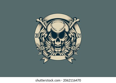 beautifull Vintage logo ornamental skull