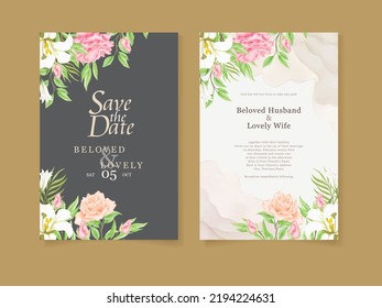 Beautifull Watercolor Floral Wedding Invitation Template