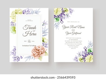 Beautifull Watercolor Floral Wedding Invitation Card. Illustrator and designer. Wedding Invites, save the date, Birthday Invites, Video Invites, E-Cards.