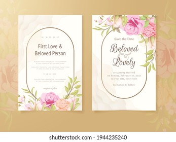 Beautifull Wedding Invitation Card Floral Concept Template