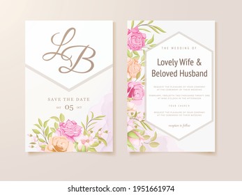 Beautifull Wedding Invitation Card Floral Concept Template