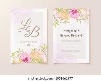 Beautifull Wedding Invitation Card Floral Concept Template