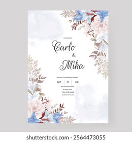 Beautifull White Floral Wedding Card Design. Illustrator and designer. Wedding Invites, save the date, Birthday Invites, Video Invites, E-Cards.