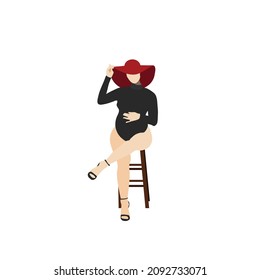 A beautifull woman with red hat who is pregnant