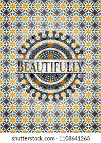 Beautifully arabic emblem. Arabesque decoration.