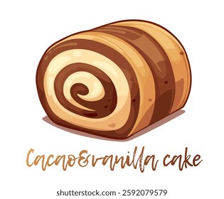 A beautifully baked cinnamon roll sits invitingly, with warm, gooey swirls of cinnamon and icing, tempting all who see it, cartoon vector icon