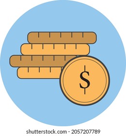 Beautifully coins icon on a cool background