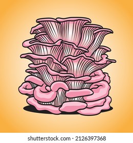 Beautifully colored pink Oyster mushroom