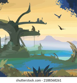 A beautifully colored surreal landscape