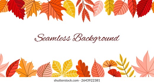 A beautifully colorful background design featuring seamless autumn leaves in vibrant hues
