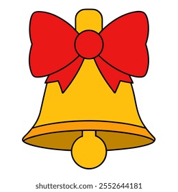 A beautifully crafted Christmas bell with a red ribbon tie in a logo vector format Perfect for holiday designs, seasonal decorations, and festive branding use.