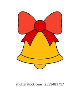 A beautifully crafted Christmas bell with a red ribbon tie in a logo vector format Perfect for holiday designs, seasonal decorations, and festive branding use.