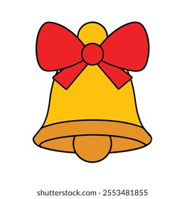 A beautifully crafted Christmas bell with a red ribbon tie in a logo vector format Perfect for holiday designs, seasonal decorations, and festive branding use.