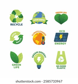 A beautifully crafted Flat Design Eco Green Collection featuring modern, minimalist elements inspired by nature and sustainability. Perfect for eco-conscious branding, environmental campaigns.